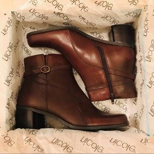 Nicole Dark Brown Buckle Ankle Boots